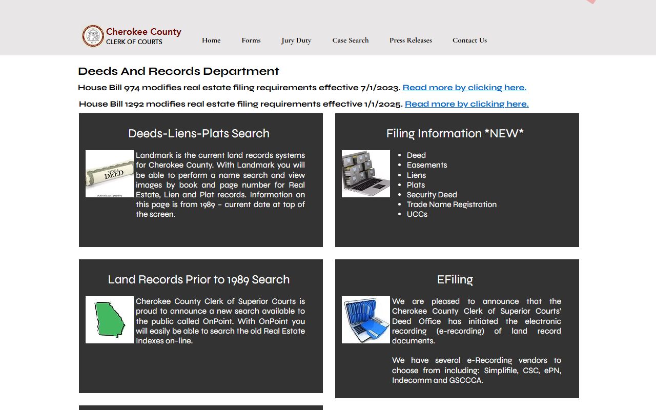 Cherokee County Clerk of Courts deeds and records