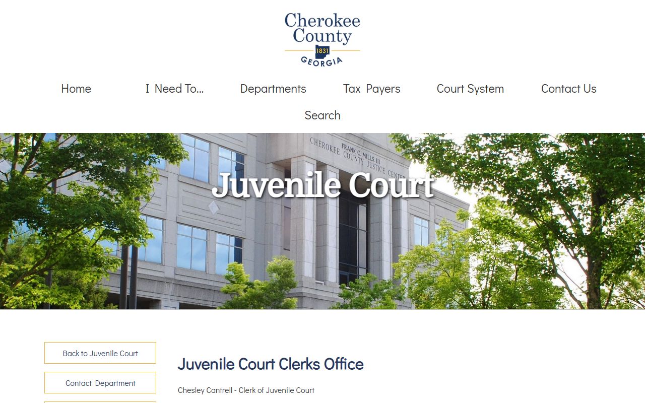 Cherokee County court dockets Juvenile Court Clerk office