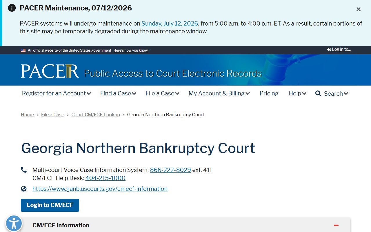 Cherokee County Superior Court PACER bankruptcy lookup