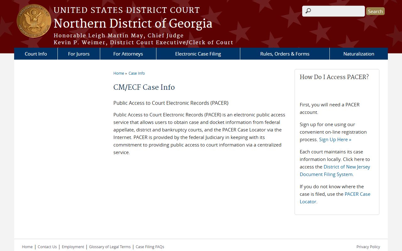 Cherokee County Superior Court federal CM ECF information