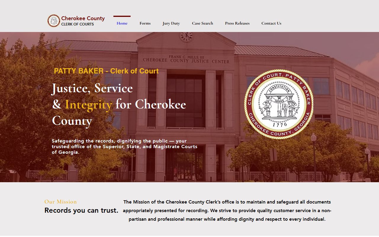 Cherokee County court records Clerk of Courts homepage