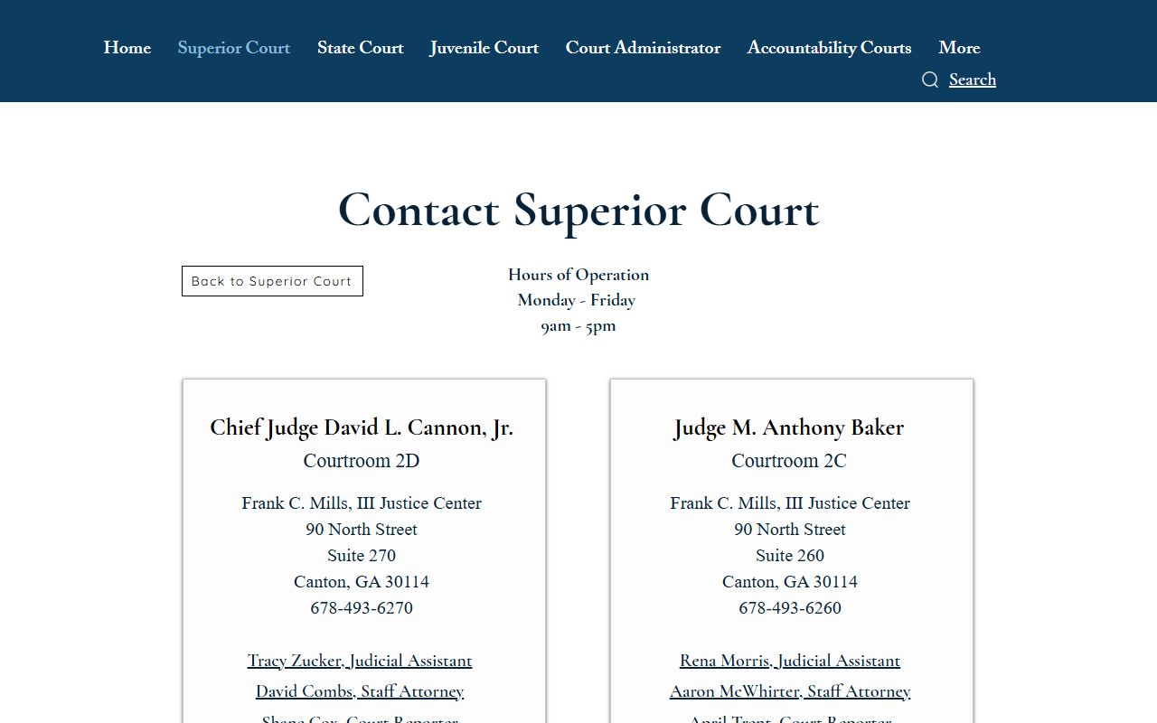 Cherokee County court records Superior Court contacts