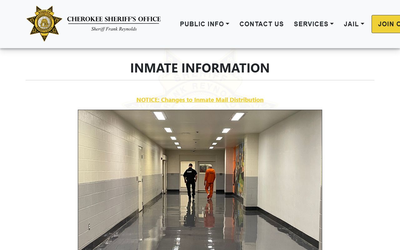 Cherokee County inmate records inmate information page