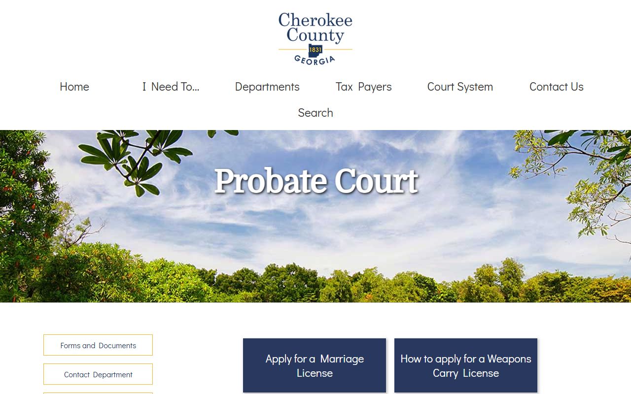 Cherokee County probate records Probate Court page